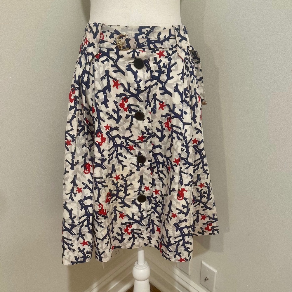 GUCCI BLUE, RED & WHITE CORAL & STAR SKIRT SIZE 40